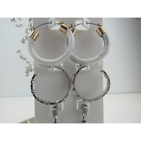 NEW WITH TAGS EXPRESS SET OF 3 SHINY SILVER EARRING SET - Picture 3 of 4